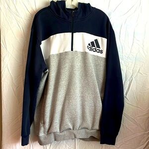 Adidas, 3 tone, quarter-zip hooded sweatshirt